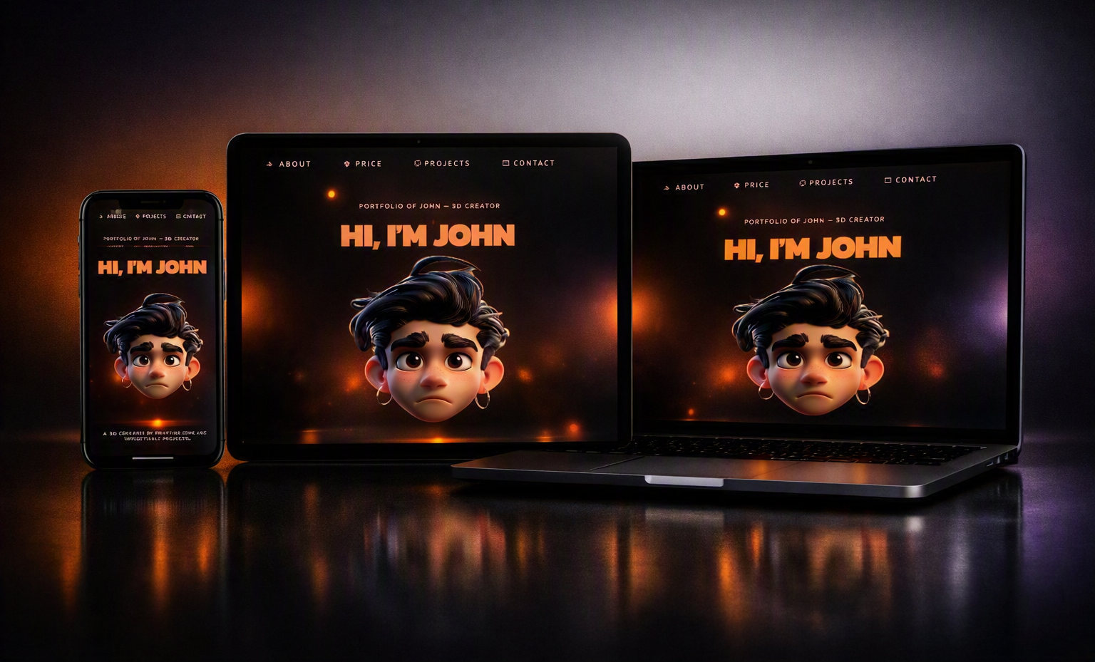 3D Portfolio — cinematic 3D hero section rebuild